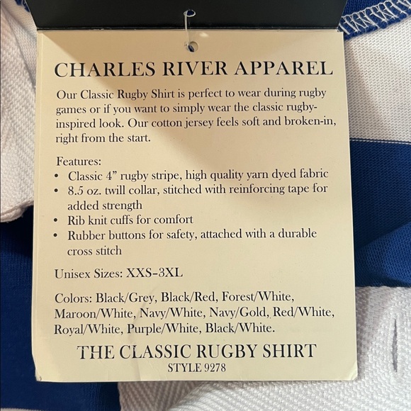 NWT- Charles River Apparel Men's Long Sleeve Shirt - Navy and White Stripes - Picture 5 of 5